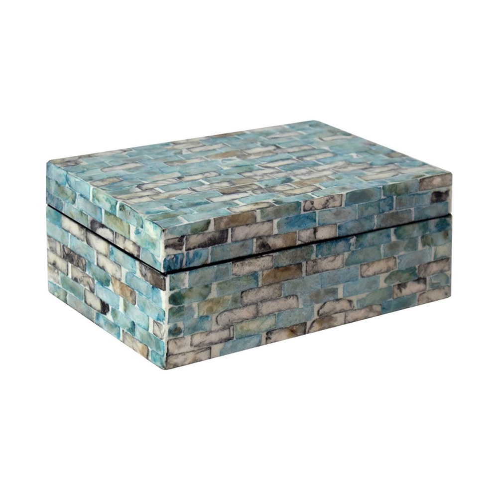 Mother of Pearl Decorative Box w/ Hinge-Open Lid By MadeTerra